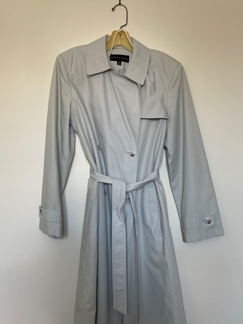 Gallery Light Gray Trench Coat with Tie Belt